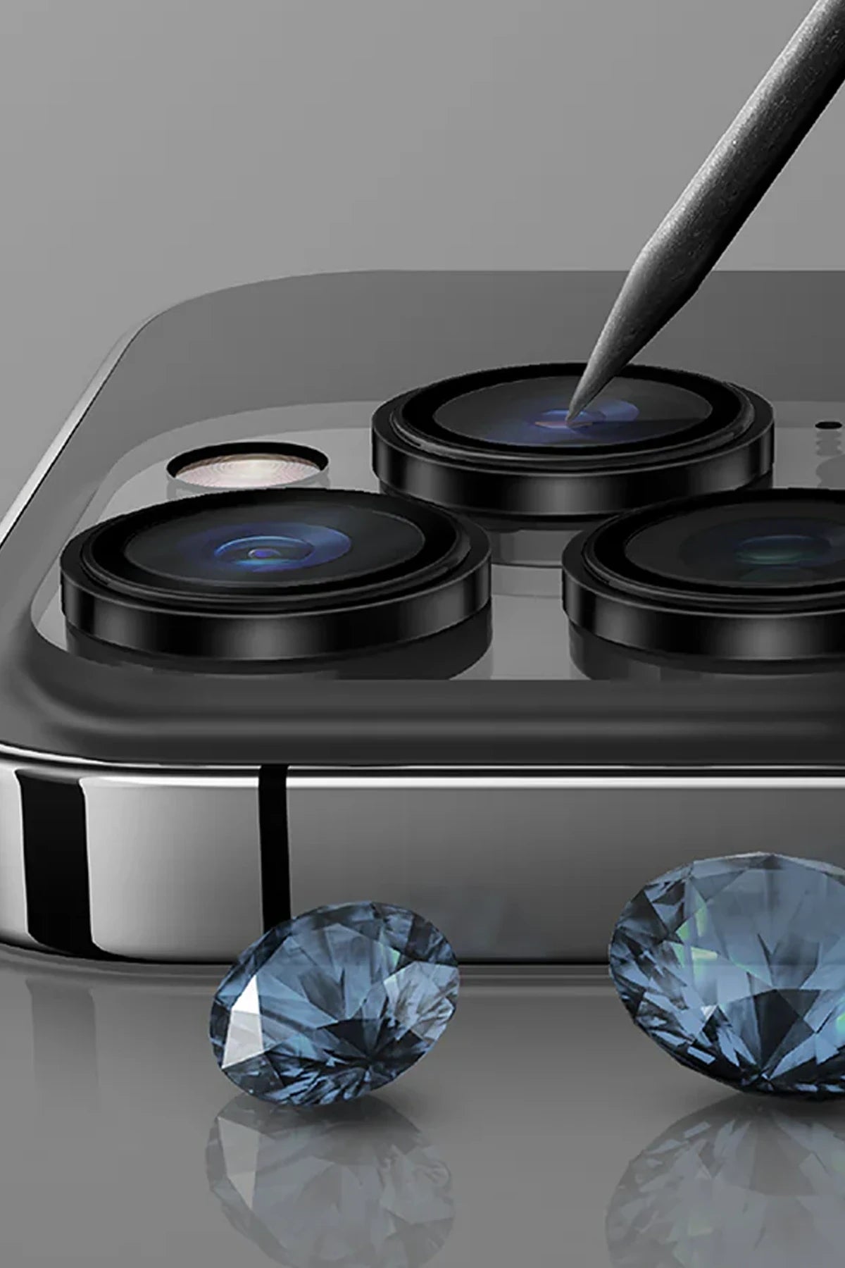 Uniq iPhone 17 Pro Max Optix Çelik Çerçeveli Sapphire Kamera Lens Koruyucu