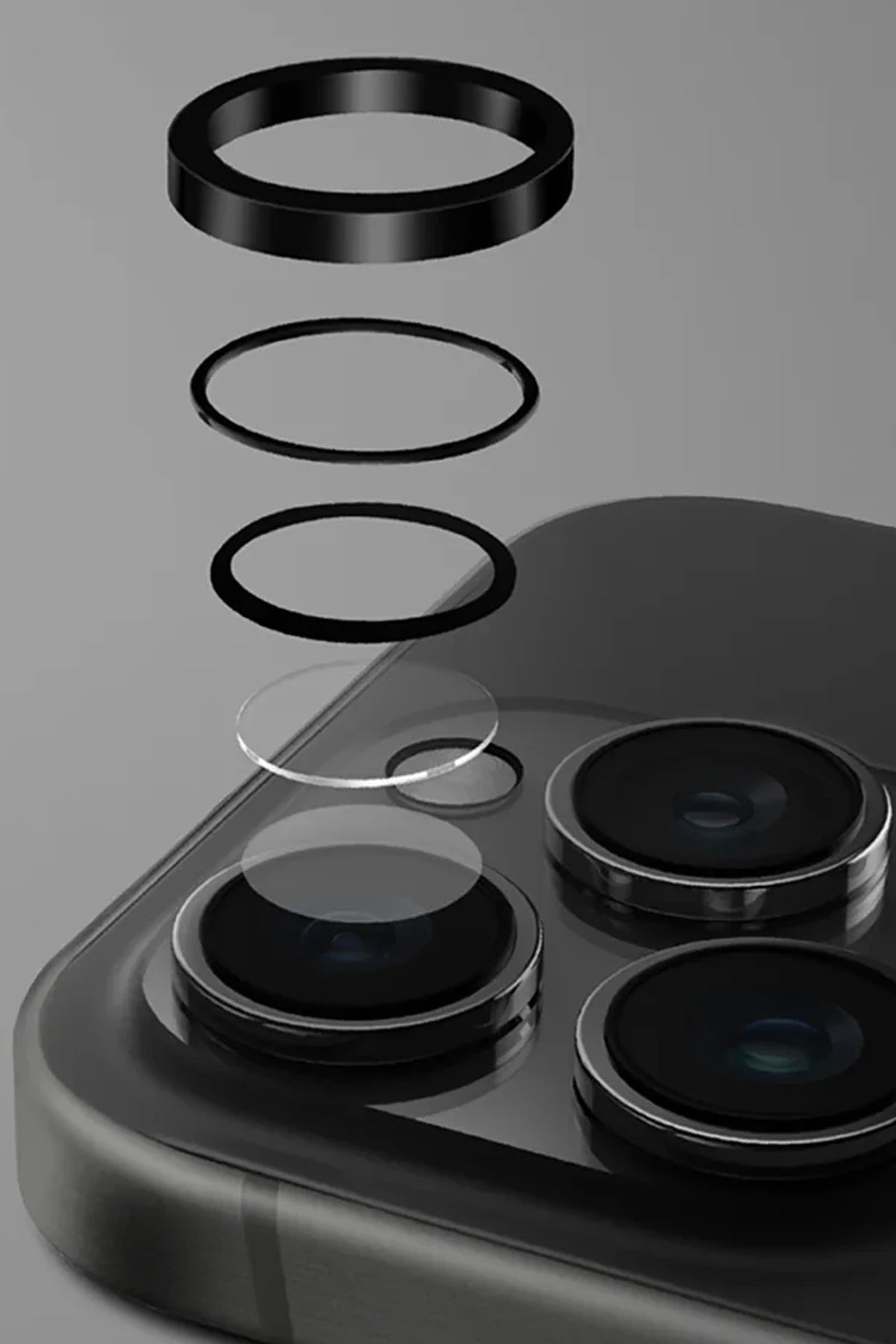 Uniq iPhone 17 Pro Max Optix Çelik Çerçeveli Sapphire Kamera Lens Koruyucu