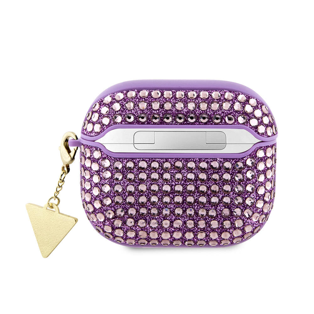 Guess Airpods 3. Nesil Orjinal Lisanslı Parıltılı Taş Kaplamalı Üçgen Logo Süs Zincirli Kılıf