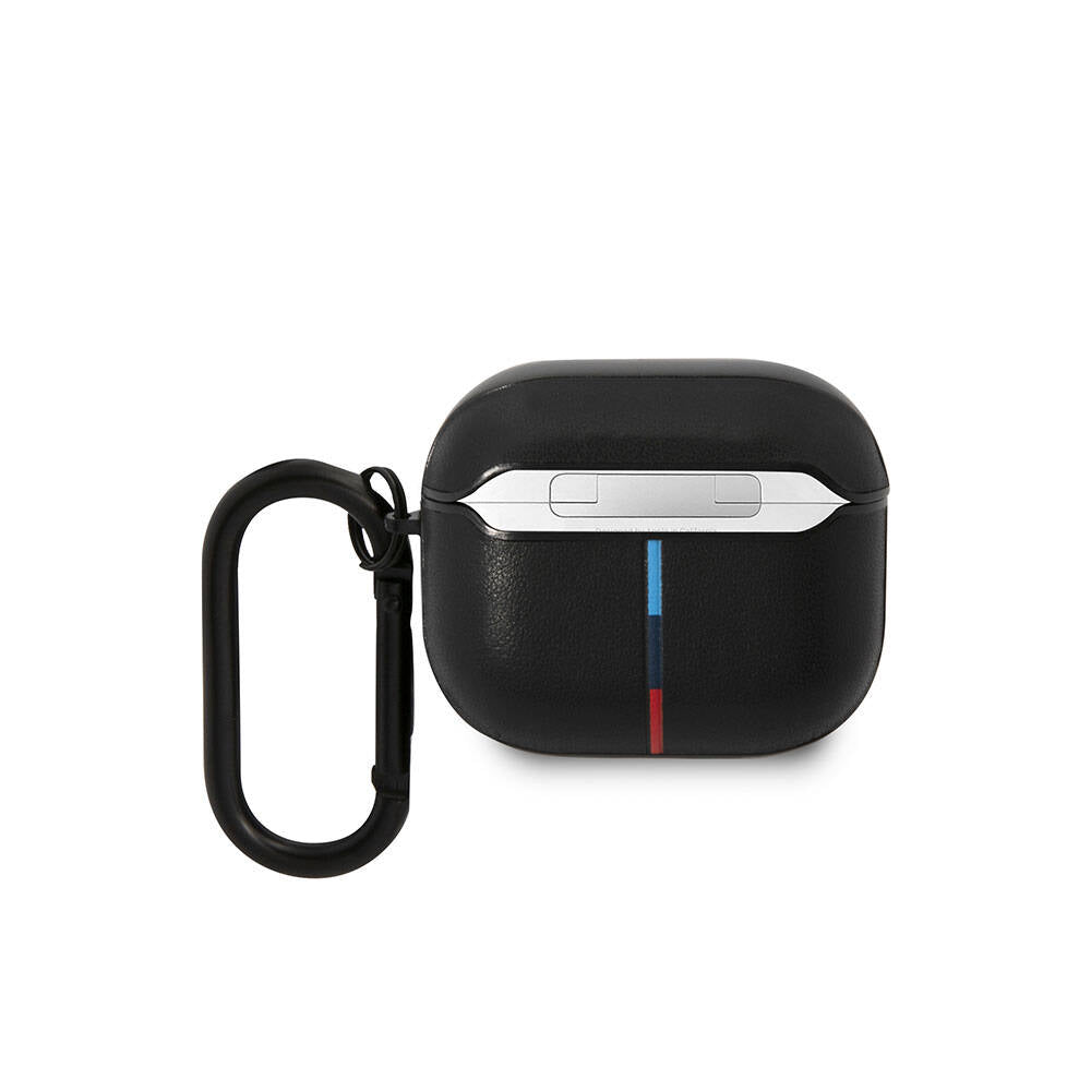 BMW Airpods 3.Nesil Orjinal Lisanslı PU Deri Tasarımlı 3 Renk Çizgili Çift Metal Logolu Kılıf