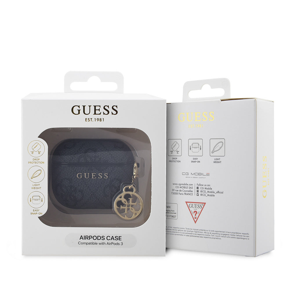 Guess Airpods 3.Nesil Orjinal Lisanslı PU Deri 4G Desenli 4G Sade Askılı Kılıf