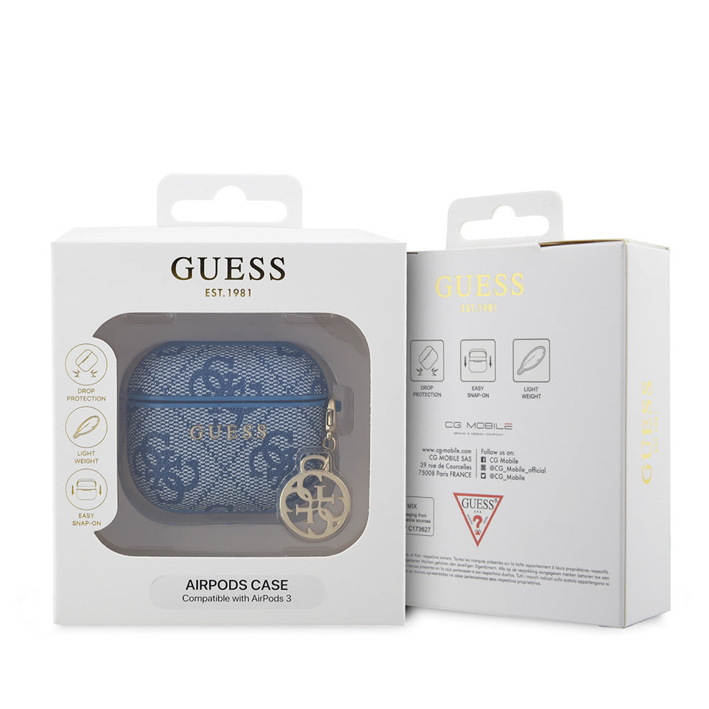 Guess Airpods 3.Nesil Orjinal Lisanslı PU Deri 4G Desenli 4G Sade Askılı Kılıf