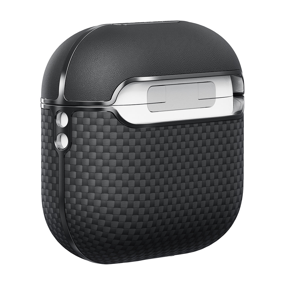Pitaka Ultra-Slim Classic Serisi Airpods 4 1500D Aramid Fiber Black-Grey Twill Kılıf