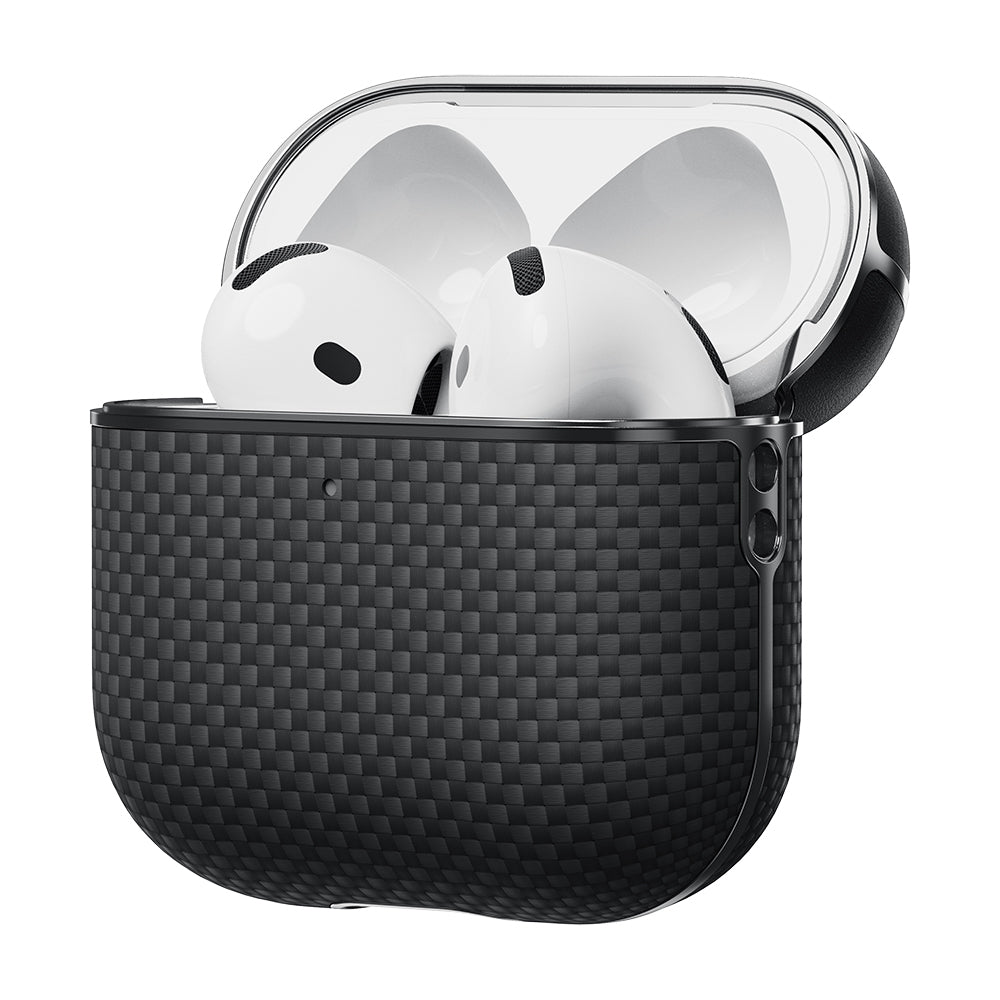 Pitaka Ultra-Slim Classic Serisi Airpods 4 1500D Aramid Fiber Black-Grey Twill Kılıf