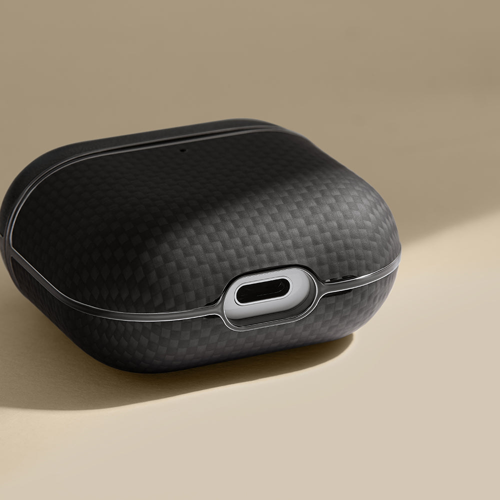 Pitaka Ultra-Slim Classic Serisi Airpods 4 1500D Aramid Fiber Black-Grey Twill Kılıf