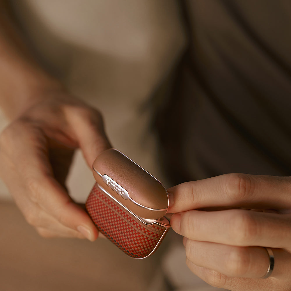 Pitaka Tactile Woven Sunset-Moonrise Serisi Airpods 4 Aramid Fiber Sunset Kılıf