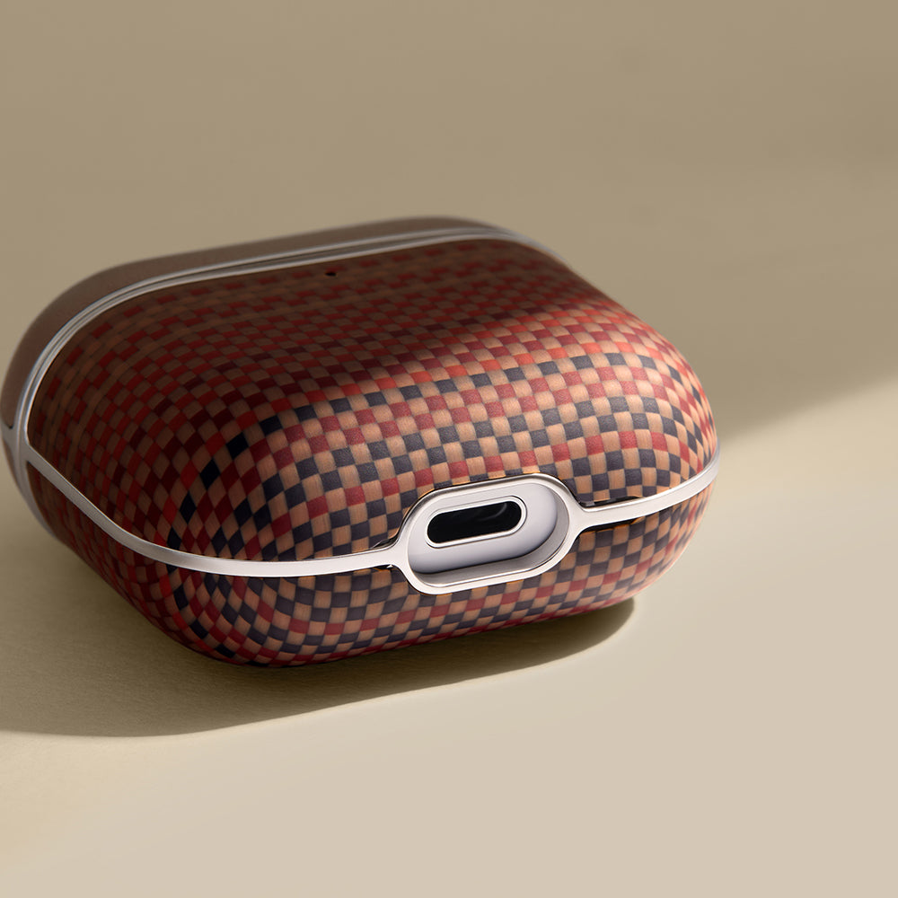Pitaka Tactile Woven Sunset-Moonrise Serisi Airpods 4 Aramid Fiber Sunset Kılıf