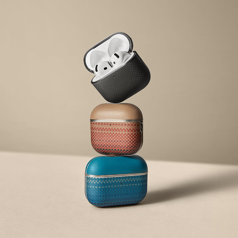Pitaka Tactile Woven Sunset-Moonrise Serisi Airpods 4 Aramid Fiber Sunset Kılıf
