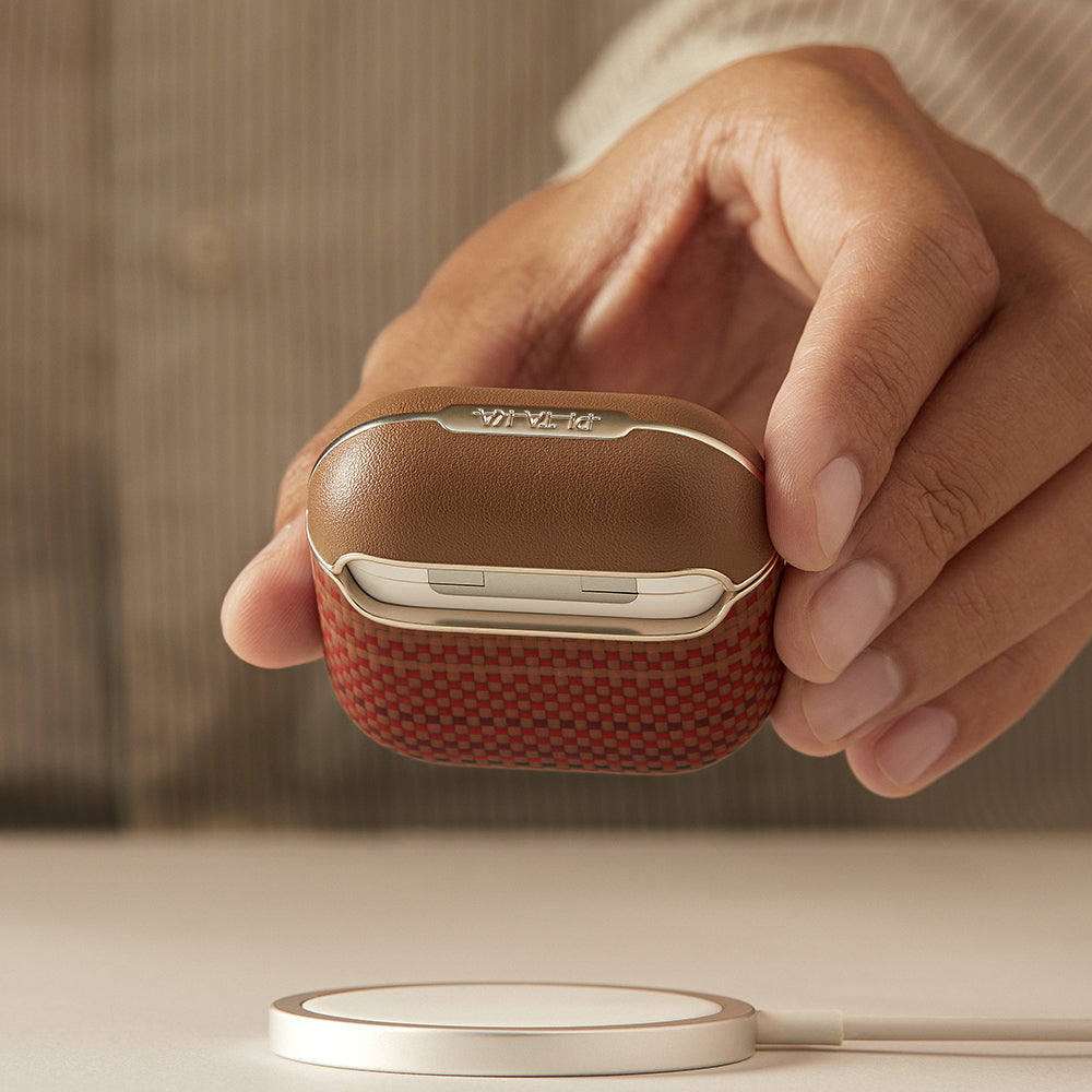 Pitaka Tactile Woven Sunset-Moonrise Serisi Airpods 4 Aramid Fiber Sunset Kılıf