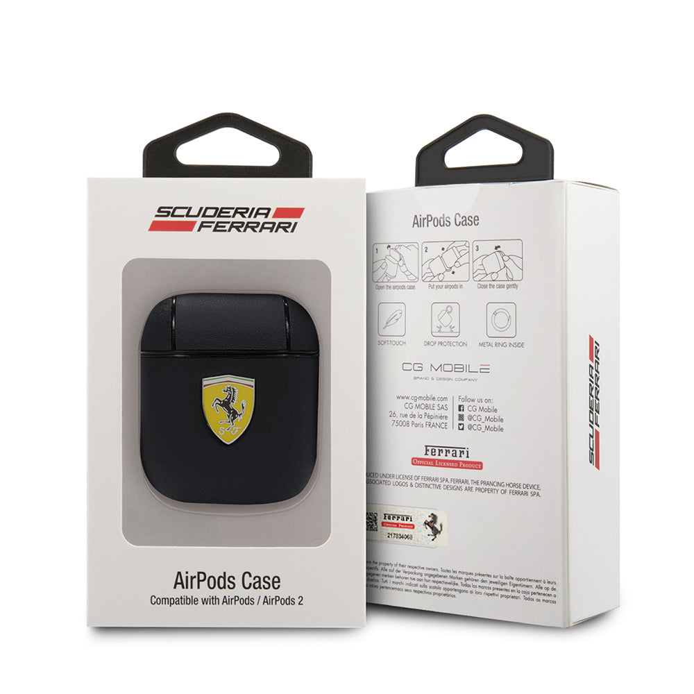 Ferrari Airpods Orjinal Lisanslı PU Deri Metal Logolu SF Arka Yüzey Yazılı Kılıf