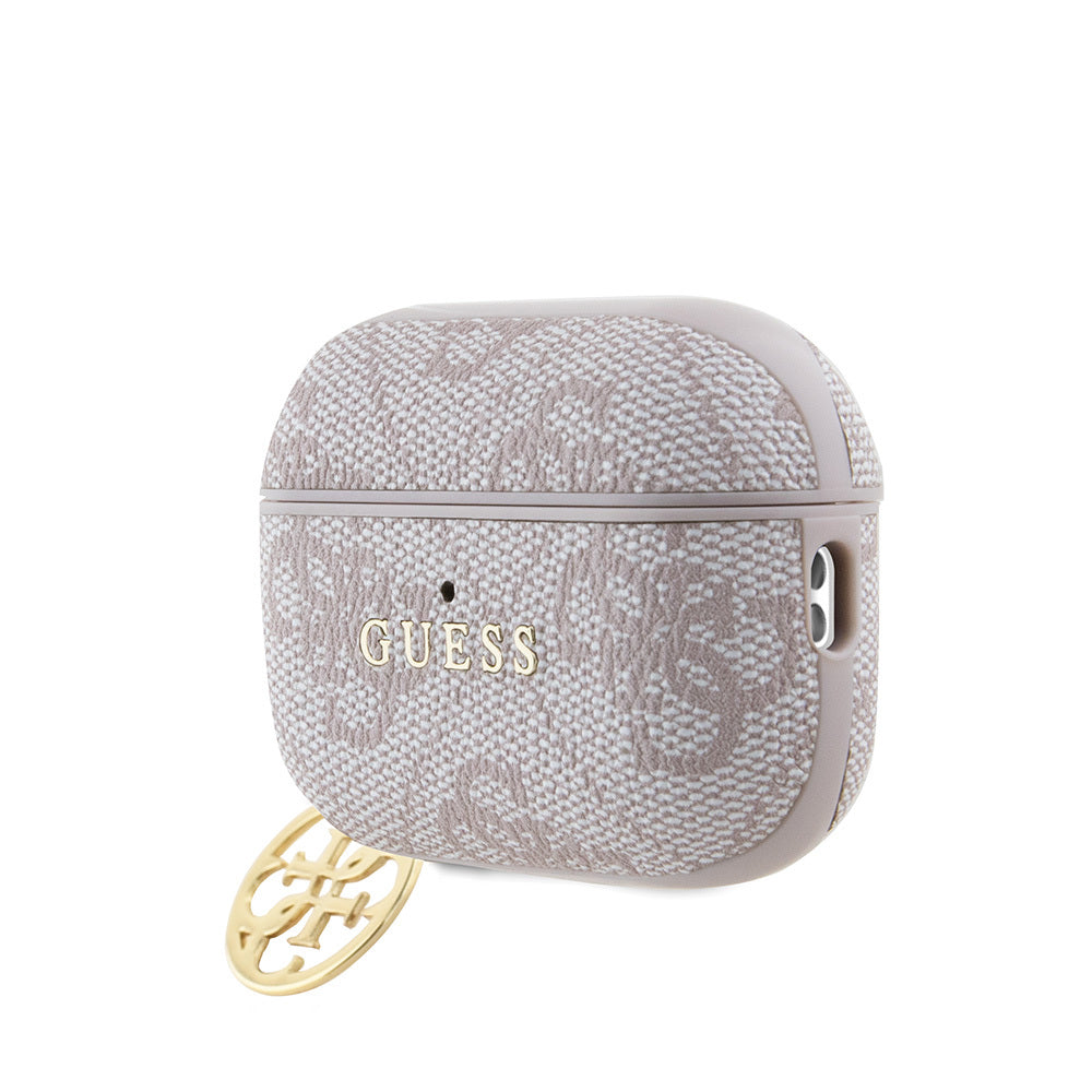 Guess Airpods Pro 2 Orjinal Lisanslı 4G Desenli Metal Klasik Logolu 4G Charm PU Deri Kılıf