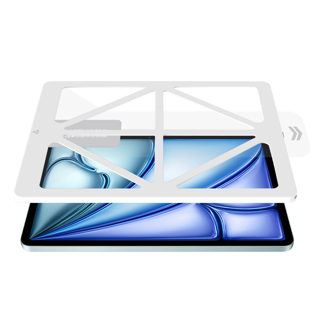 CaseWorld Steel Shield Serisi iPad Air 11 2024 Temperli Cam Ekran Koruyucu + Uygulama Aparatı