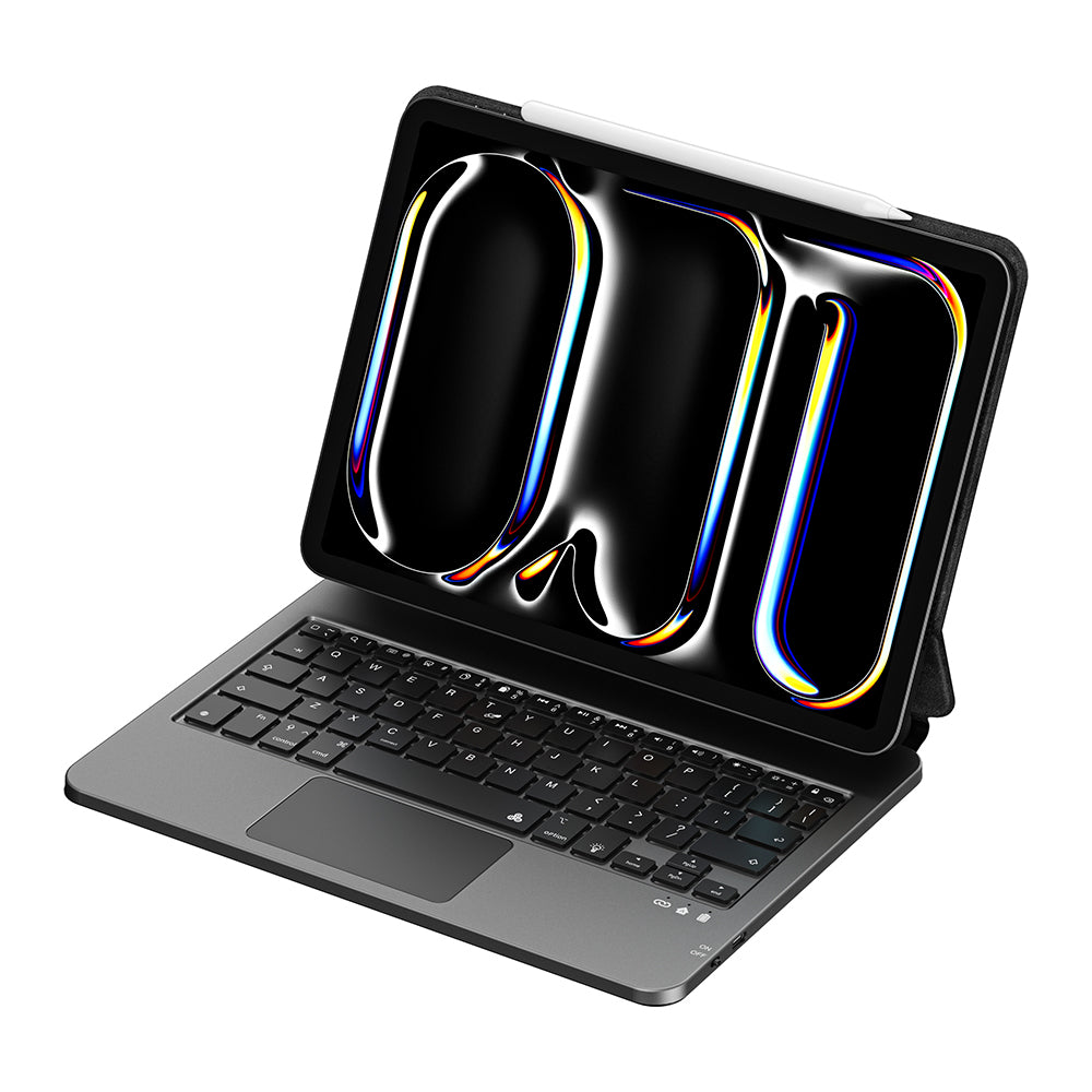 Wiwu MK-003 iPad Air 11 2025 M3 Gizli Kalem Bölmeli Klavyeli Standlı Kılıf