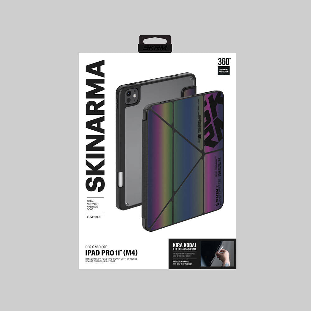 SkinArma iPad Pro 11 2024 Kılıf Holografik Tasarımlı Arkası Şeffaf Çıkarılabilir Magnetik Kira Kobai Kılıf