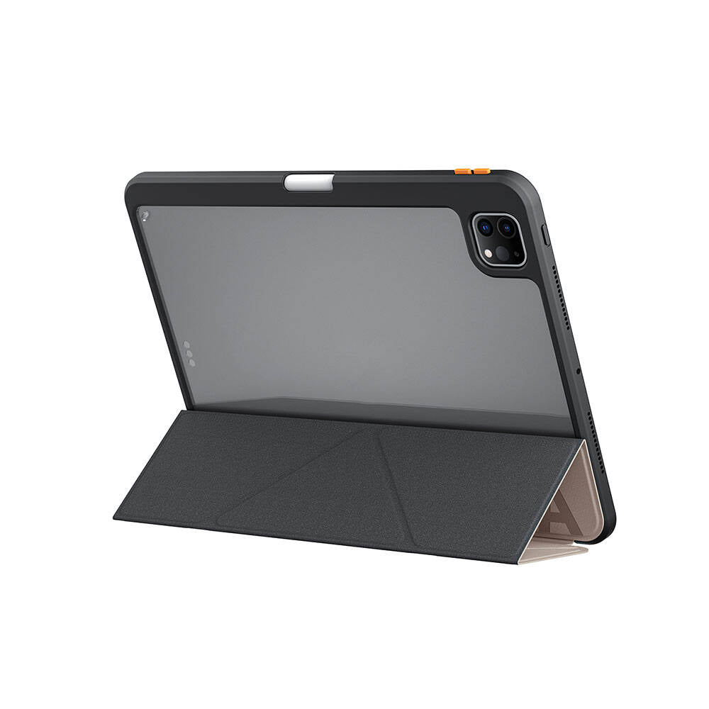 SkinArma iPad Pro 11 2024 Kılıf Kabartma Baskı Tasarımlı 360 Tam Koruma Arkası Şeffaf Standlı Gamma Kılıf