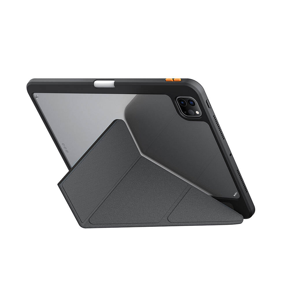 SkinArma iPad Pro 11 2024 Kılıf Kabartma Baskı Tasarımlı 360 Tam Koruma Arkası Şeffaf Standlı Gamma Kılıf