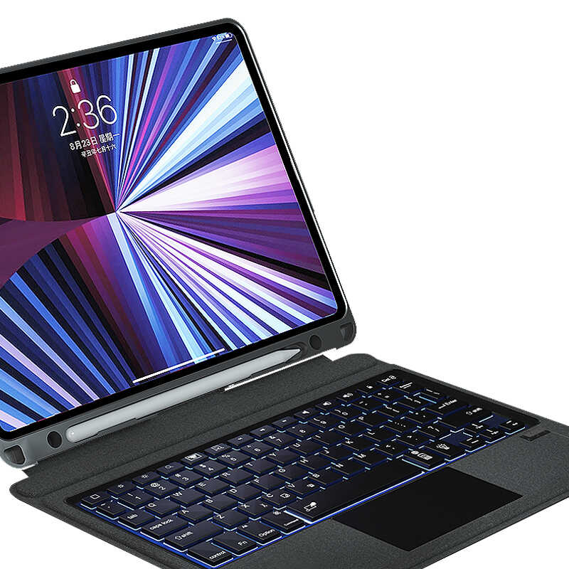 Wiwu Mag Touch iPad Pro 12.9 2021 (5.Nesil) Klavyeli Standlı Tablet Kılıfı - 3