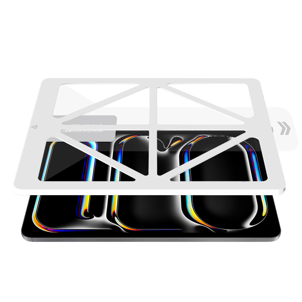CaseWorld Steel Shield Serisi iPad Pro 13 2024 Temperli Cam Ekran Koruyucu + Uygulama Aparatı