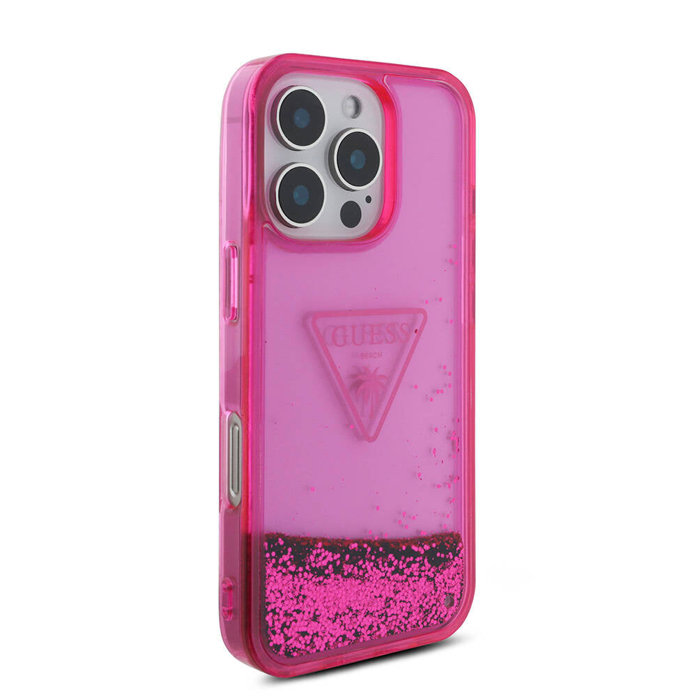 Guess iPhone 16 Pro Max Orjinal Lisanslı Transparan Sıvılı Simli Dizayn Telefon Kılıfı-4