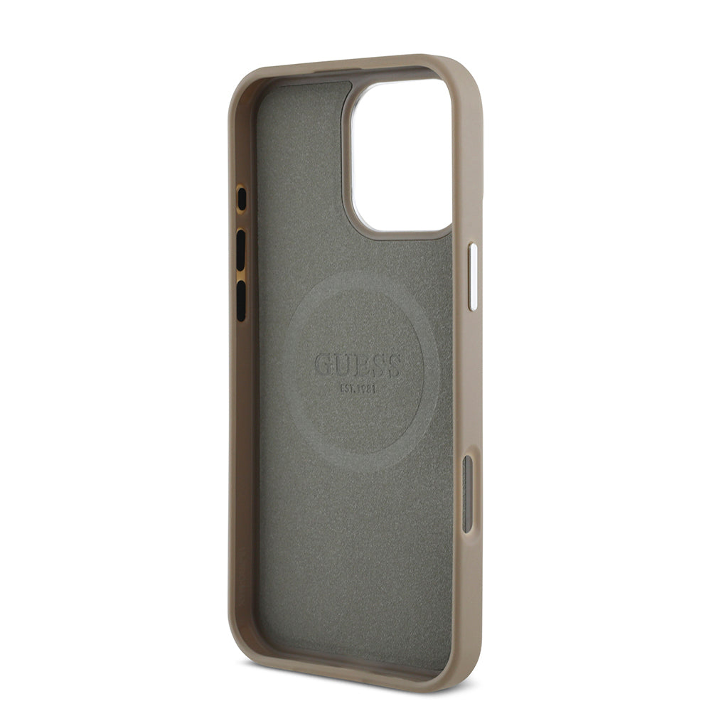 Guess iPhone 16 Pro Max Orjinal Lisanslı Magsafe Şarj Özellikli Grained Triangle Telefon Kılıfı - 8