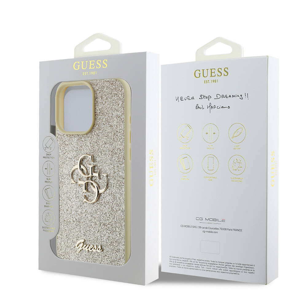 Guess iPhone 16 Pro Max Orjinal Lisanslı 4G Büyük Metal Logolu Glitter Telefon Kılıfı-17