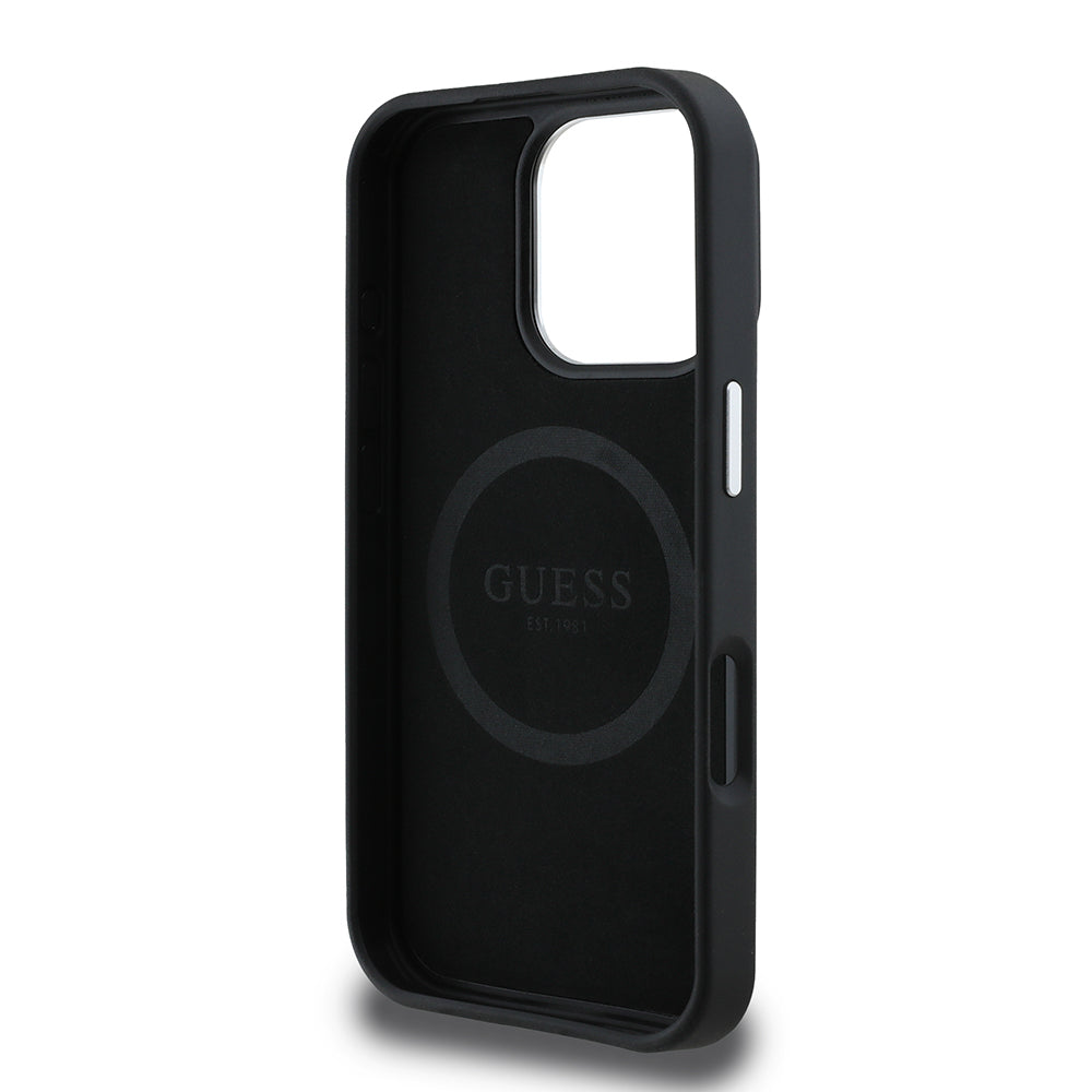 Guess iPhone 16 Pro Max Orjinal Lisanslı Magsafe Şarj Özellikli Grained Triangle Telefon Kılıfı - 14