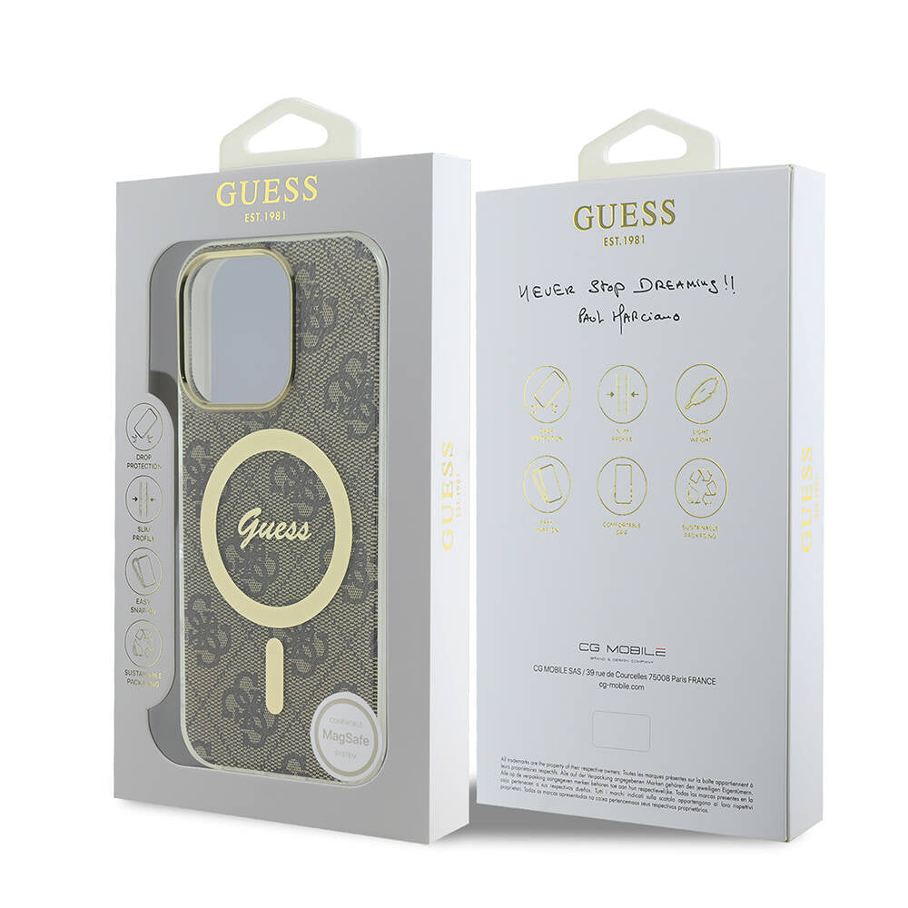 Guess iPhone 16 Pro Max Orjinal Lisanslı Magsafe Yazı Logolu 4G Desenli Telefon Kılıfı-15