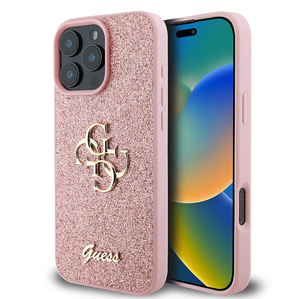 Guess iPhone 16 Pro Max Orjinal Lisanslı 4G Büyük Metal Logolu Glitter Telefon Kılıfı-3