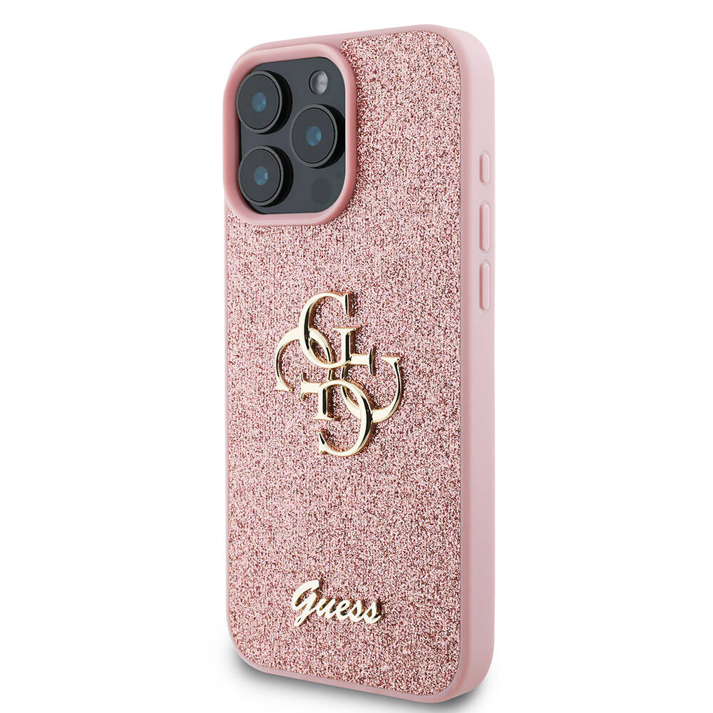 Guess iPhone 16 Pro Max Orjinal Lisanslı 4G Büyük Metal Logolu Glitter Telefon Kılıfı-4