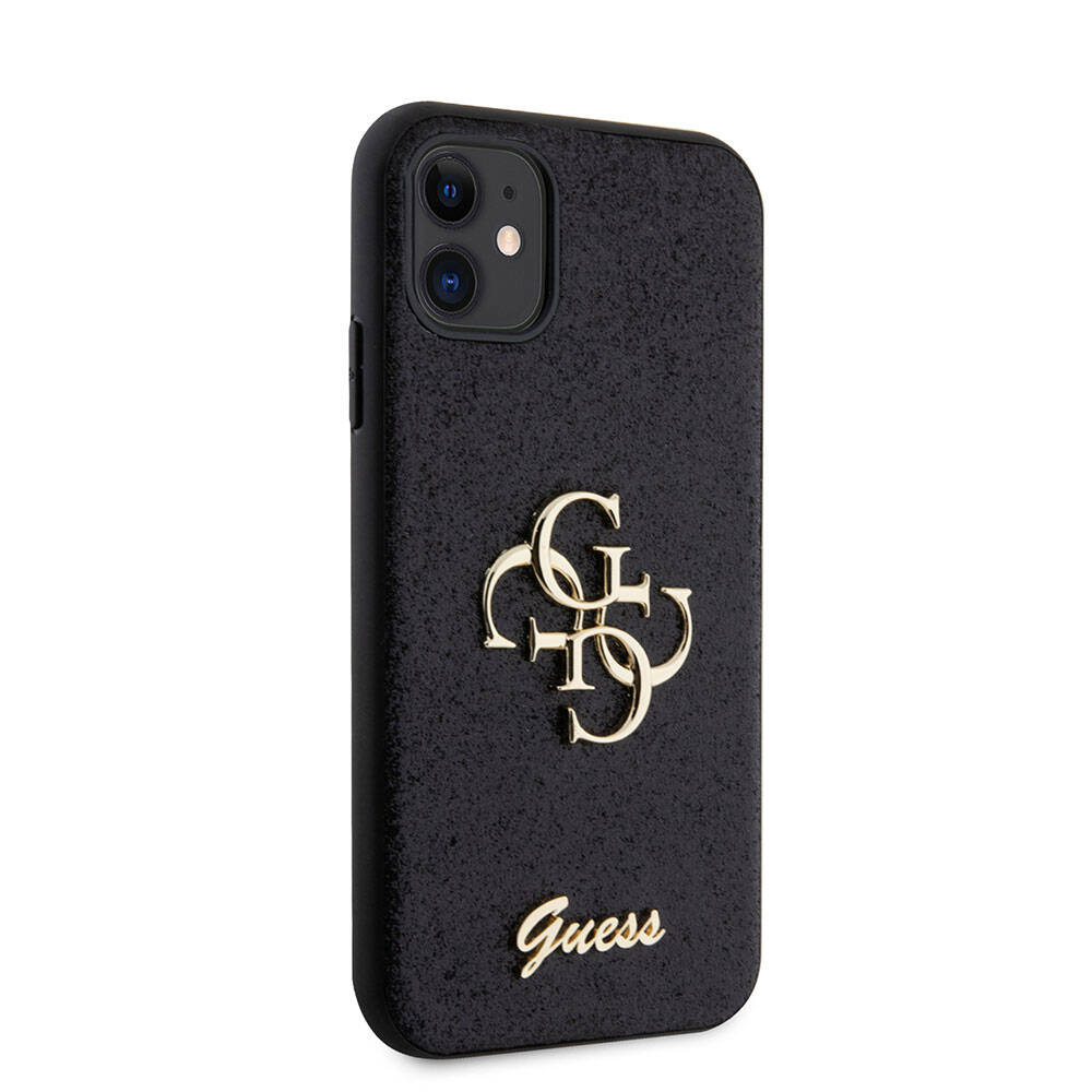 Guess iPhone 11 Kılıf Orjinal Lisanslı 4G Büyük Metal Logolu Glitter Telefon Kılıfı - 4