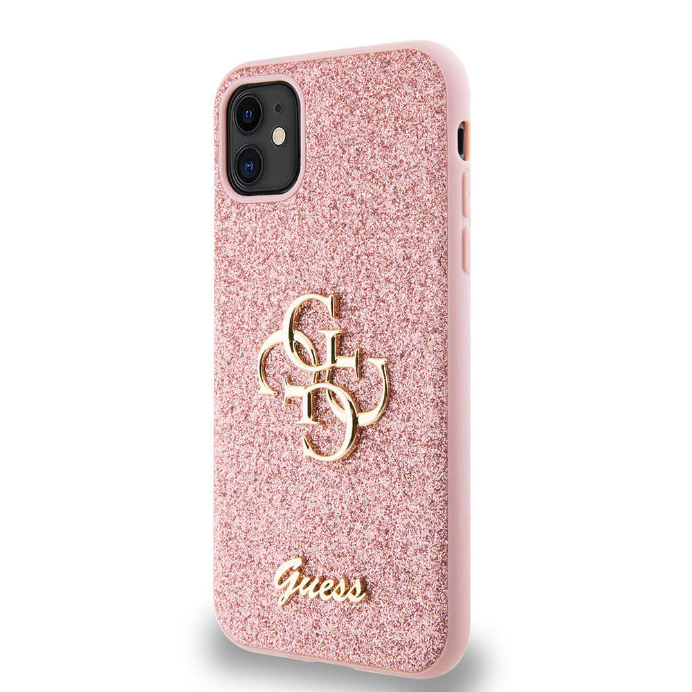 Guess iPhone 11 Kılıf Orjinal Lisanslı 4G Büyük Metal Logolu Glitter Telefon Kılıfı - 9
