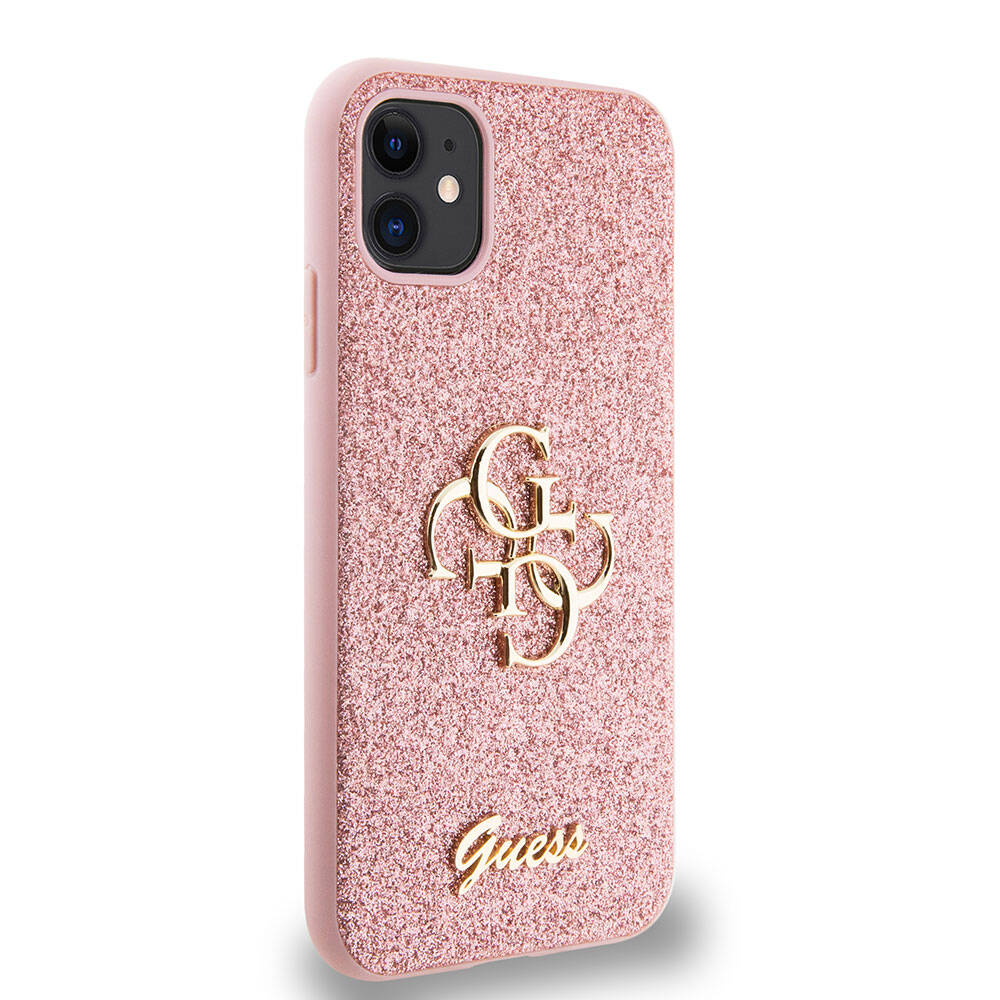 Guess iPhone 11 Kılıf Orjinal Lisanslı 4G Büyük Metal Logolu Glitter Telefon Kılıfı - 11
