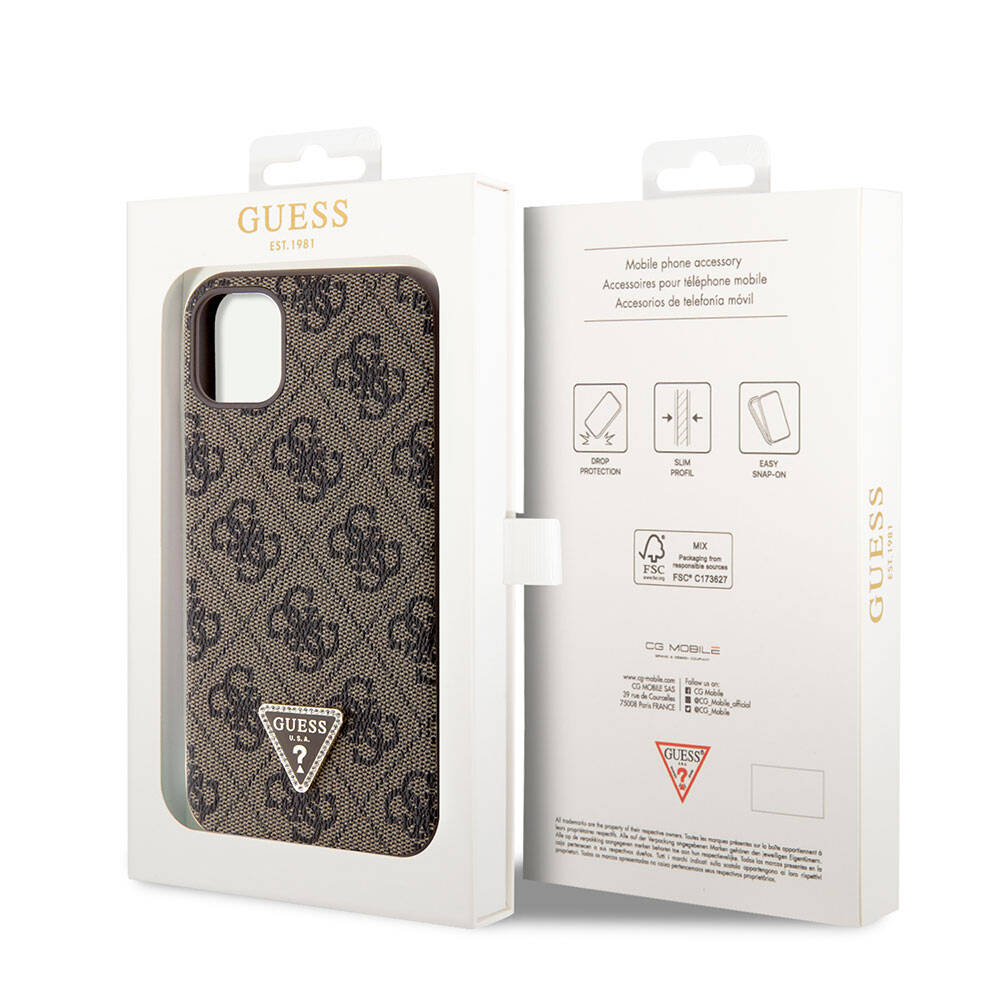 Guess iPhone 11 Kılıf Orjinal Lisanslı PU Deri Taşlı Üçgen Logo 4G Desenli Telefon Kılıfı - 21