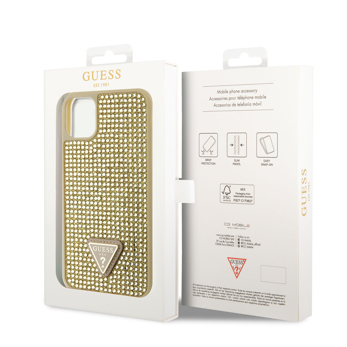 Guess iPhone 11 Kılıf Orjinal Lisanslı Taşlı Arka Yüzey Üçgen Logolu Telefon Kılıfı - 12