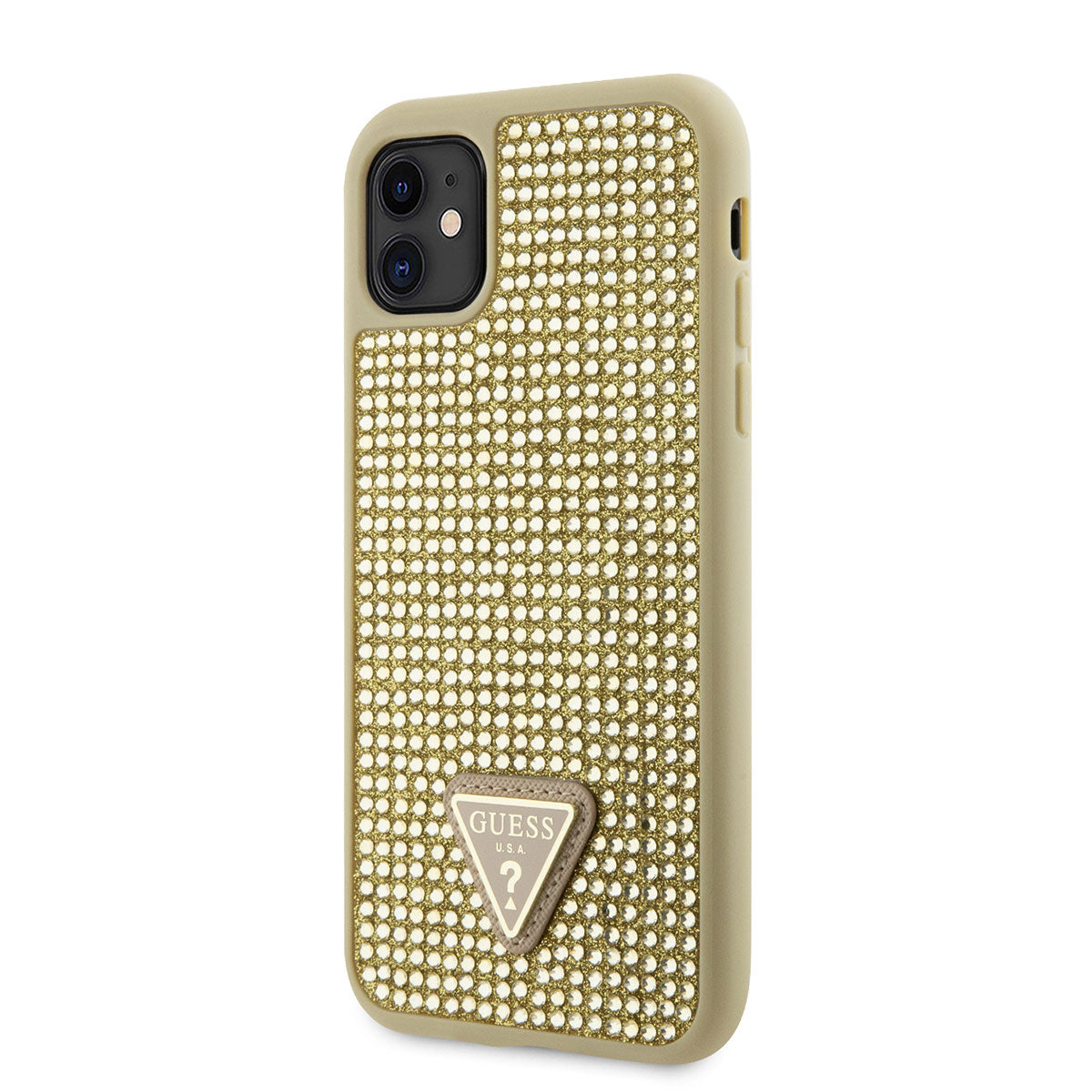 Guess iPhone 11 Kılıf Orjinal Lisanslı Taşlı Arka Yüzey Üçgen Logolu Telefon Kılıfı - 14