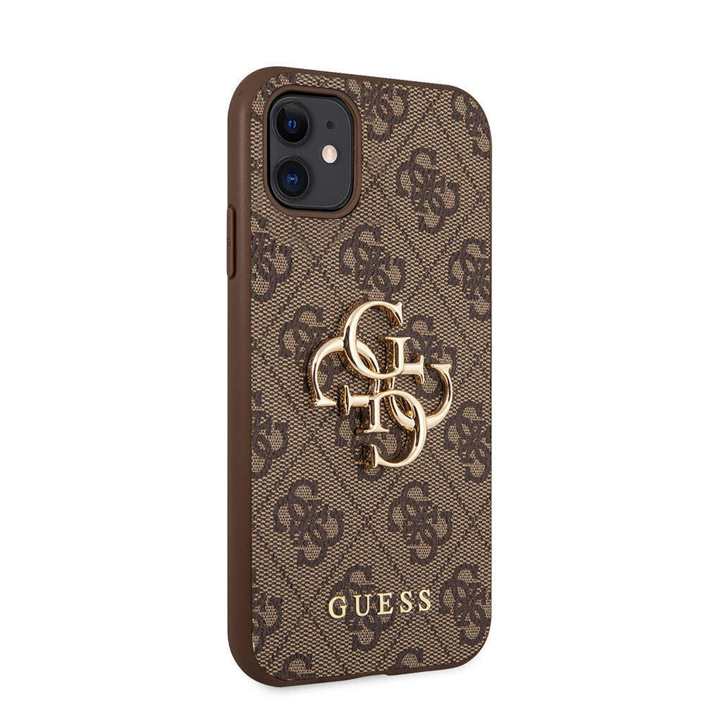 Guess iPhone 11 PU Deri Büyük Metal Logo Dizaynlı Telefon Kılıfı - 4