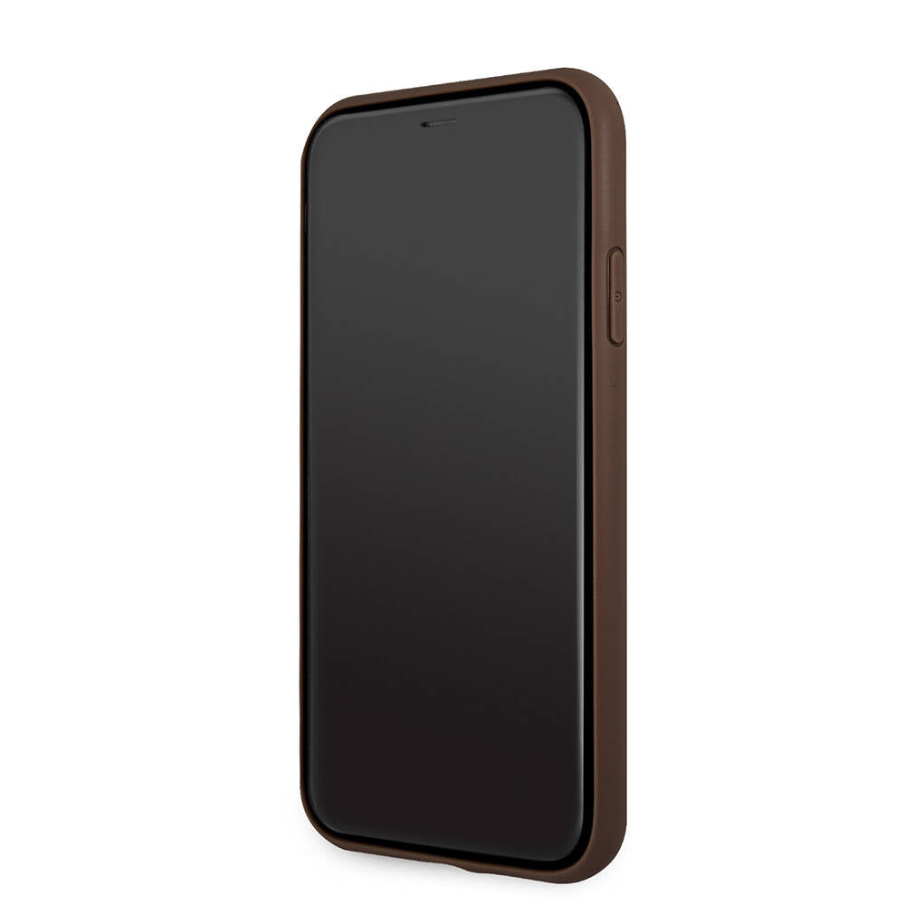 Guess iPhone 11 PU Deri Büyük Metal Logo Dizaynlı Telefon Kılıfı - 5
