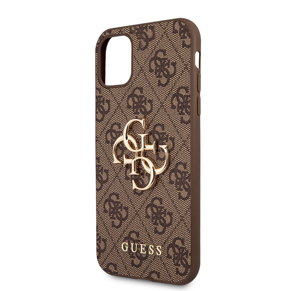 Guess iPhone 11 PU Deri Büyük Metal Logo Dizaynlı Telefon Kılıfı - 6