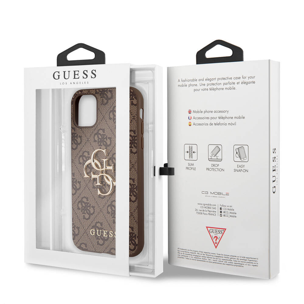 Guess iPhone 11 PU Deri Büyük Metal Logo Dizaynlı Telefon Kılıfı - 8