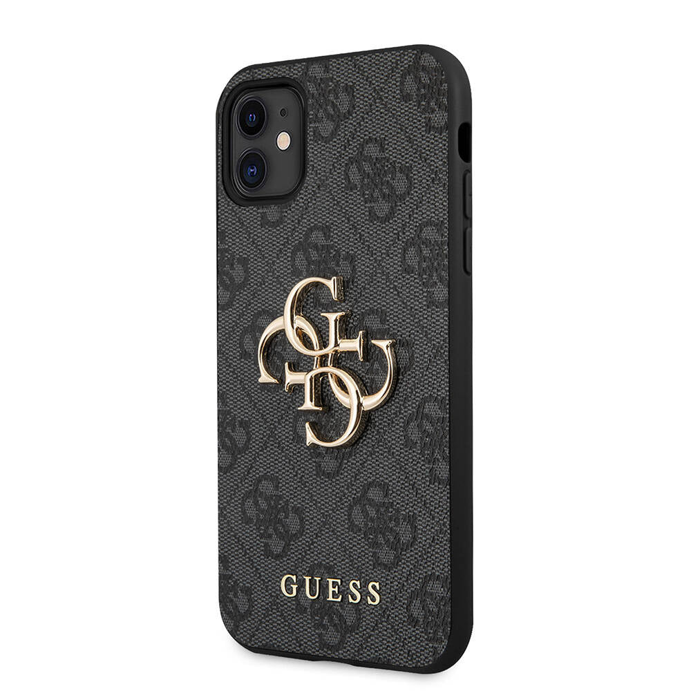 Guess iPhone 11 PU Deri Büyük Metal Logo Dizaynlı Telefon Kılıfı - 10