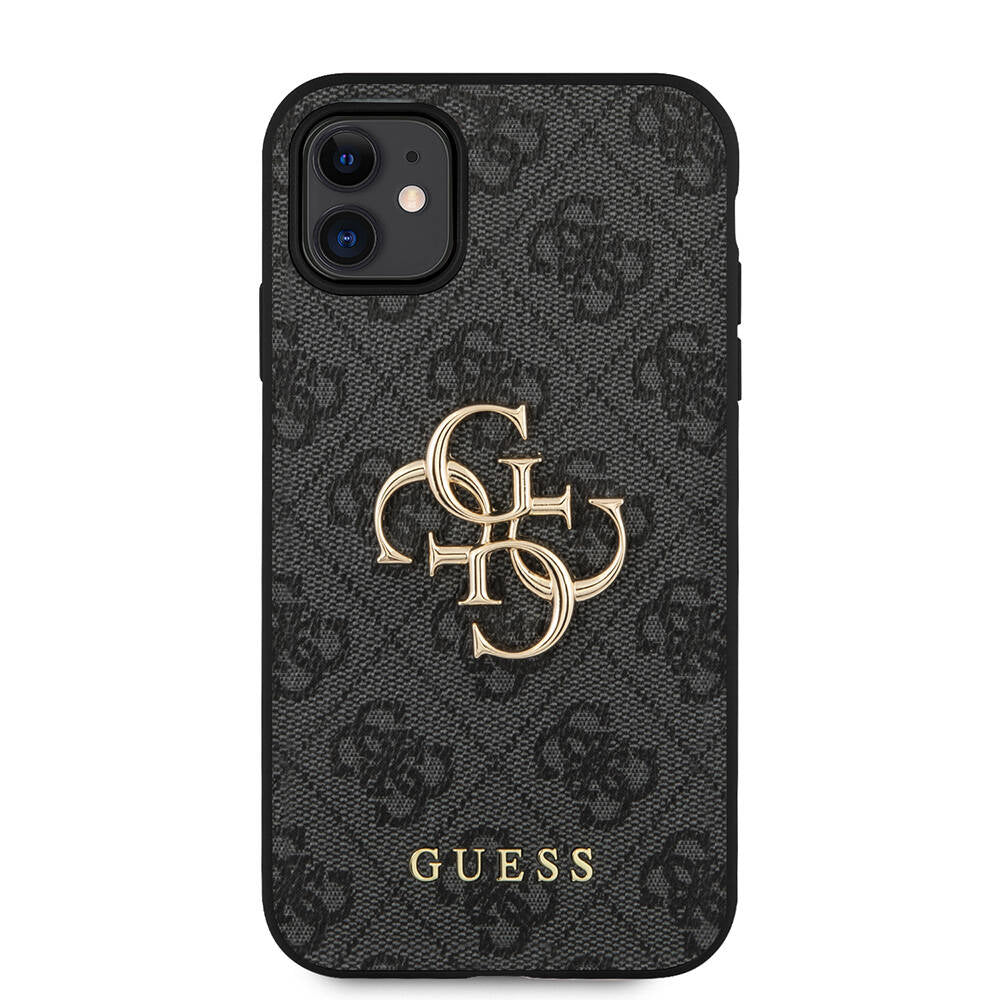 Guess iPhone 11 PU Deri Büyük Metal Logo Dizaynlı Telefon Kılıfı - 11