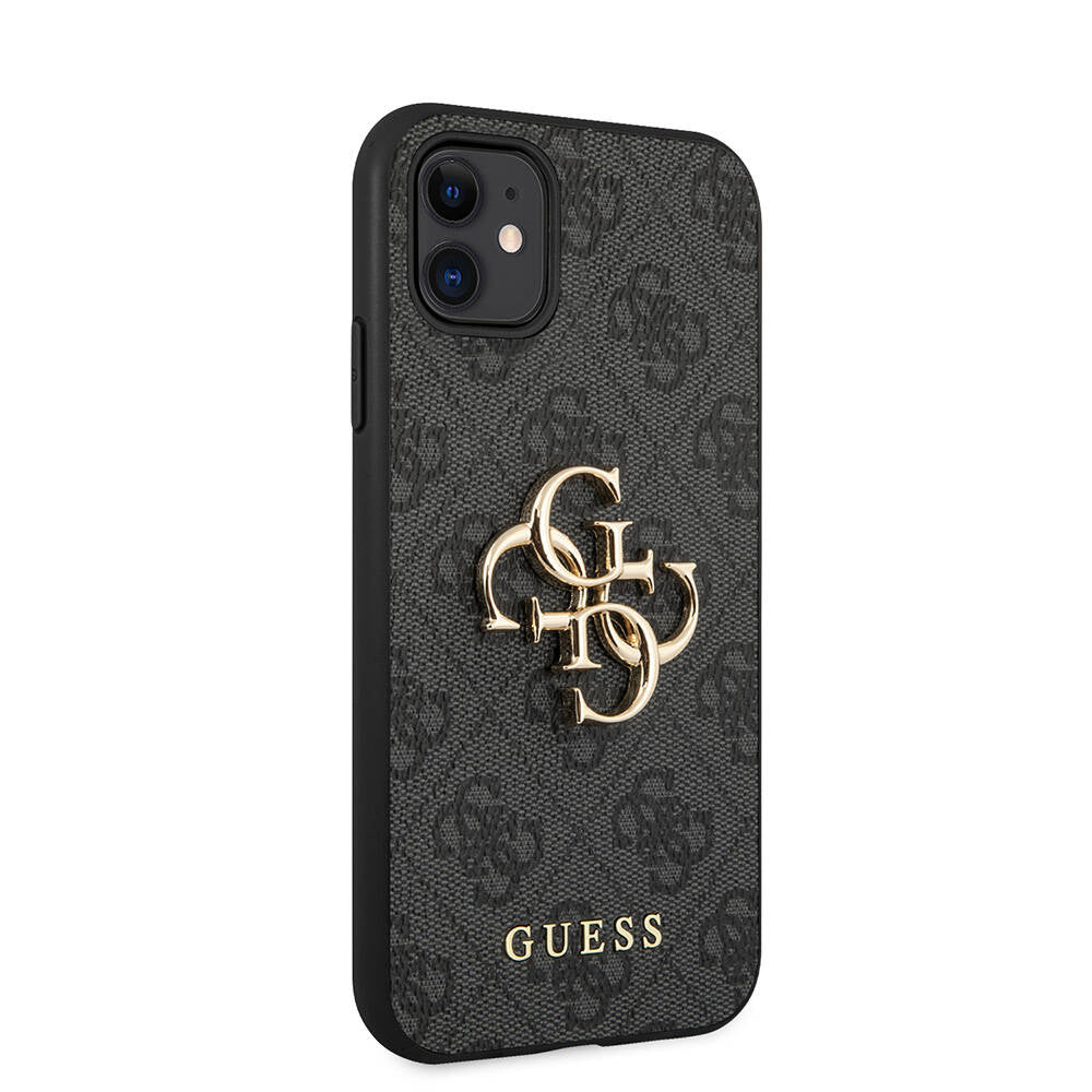 Guess iPhone 11 PU Deri Büyük Metal Logo Dizaynlı Telefon Kılıfı - 12