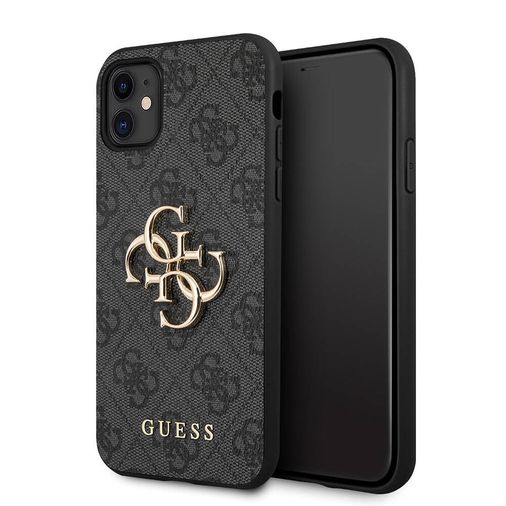 Guess iPhone 11 PU Deri Büyük Metal Logo Dizaynlı Telefon Kılıfı - 9