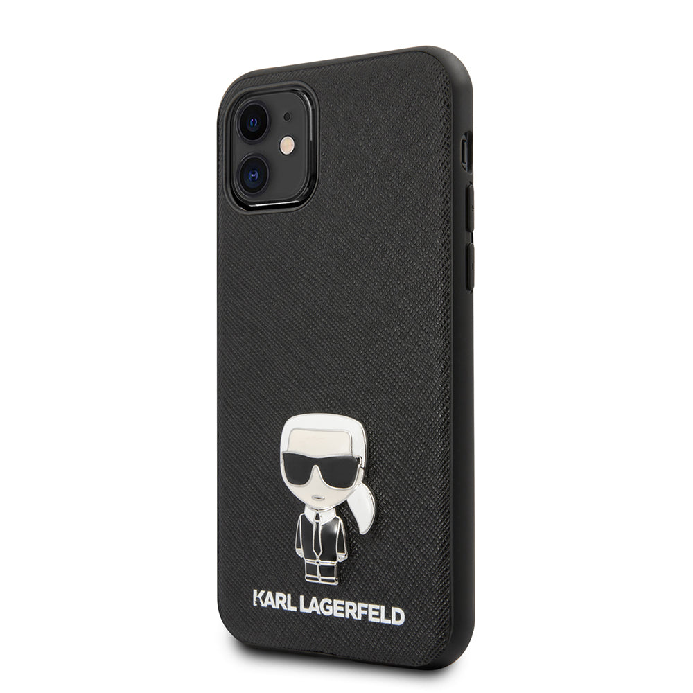 Karl Lagerfeld iPhone 11 Kılıf PU Suni Deri Karl Dizayn Telefon Kılıfı - 2