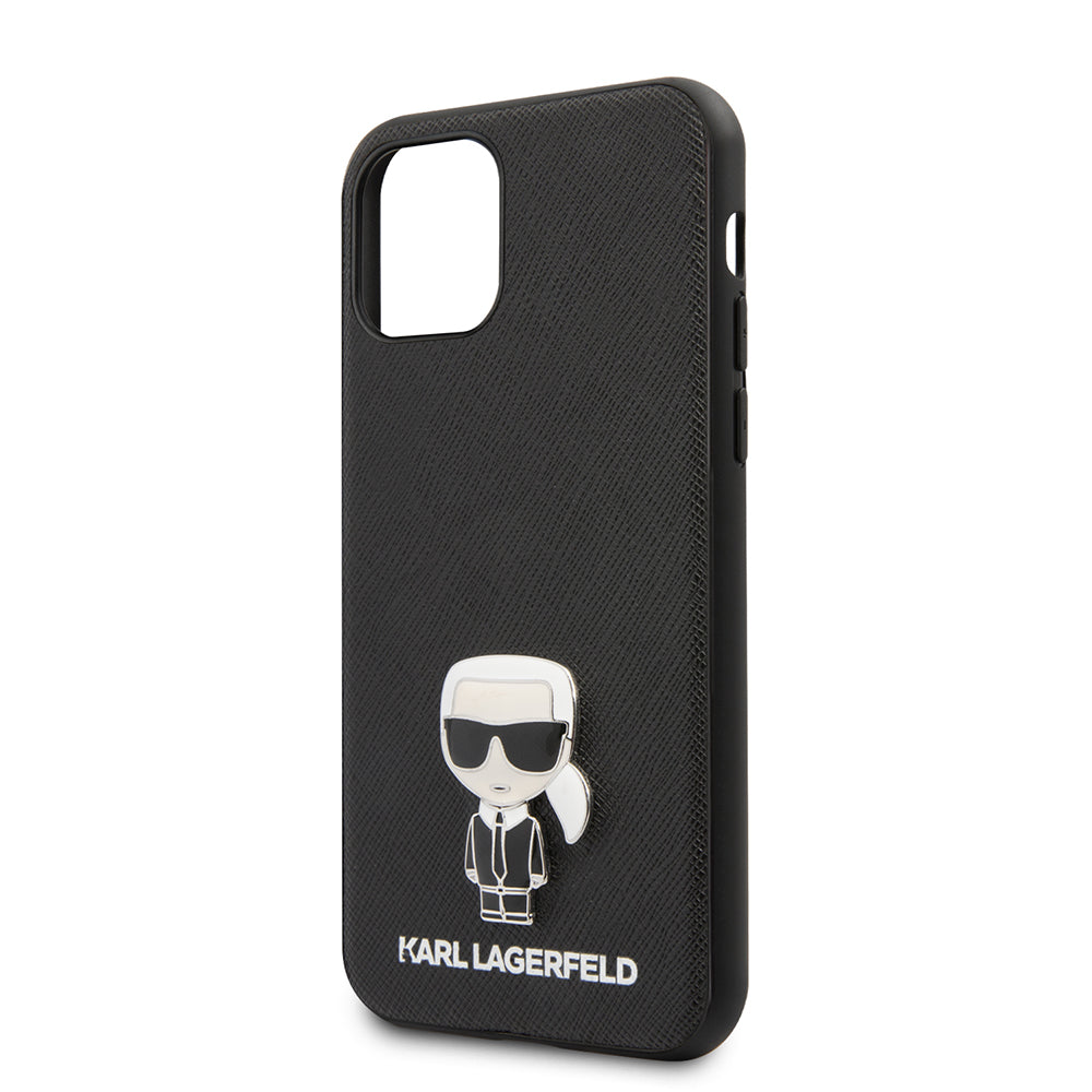 Karl Lagerfeld iPhone 11 Kılıf PU Suni Deri Karl Dizayn Telefon Kılıfı - 3