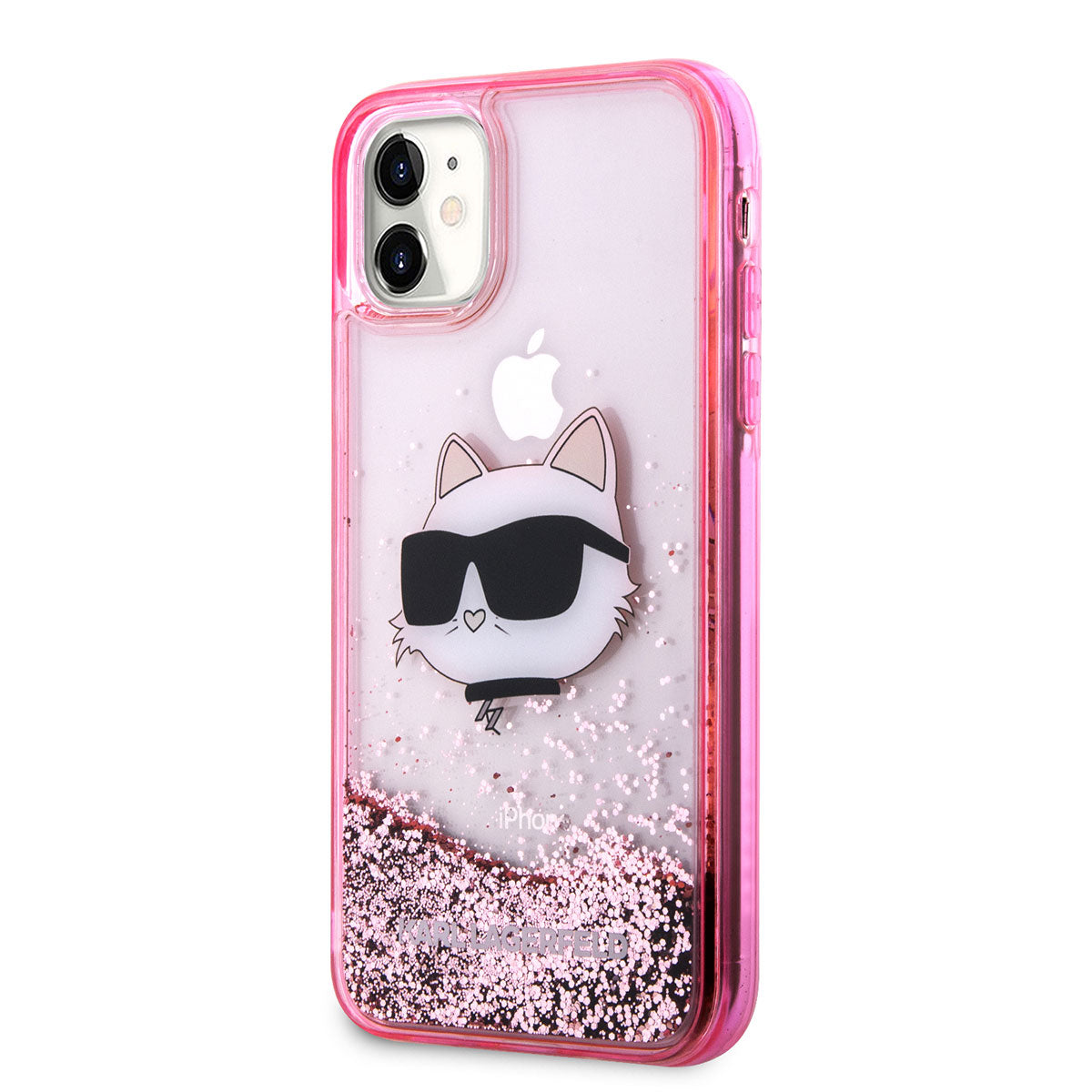 Karl Lagerfeld iPhone 11 Kılıf Sıvılı Simli Choupette Head Dizayn Telefon Kılıfı - 2