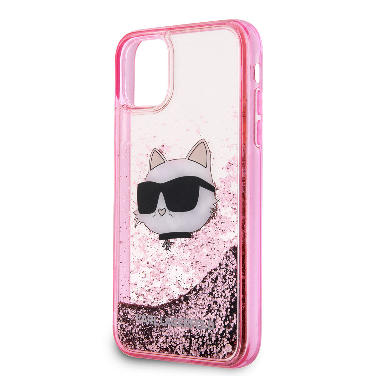 Karl Lagerfeld iPhone 11 Kılıf Sıvılı Simli Choupette Head Dizayn Telefon Kılıfı - 3