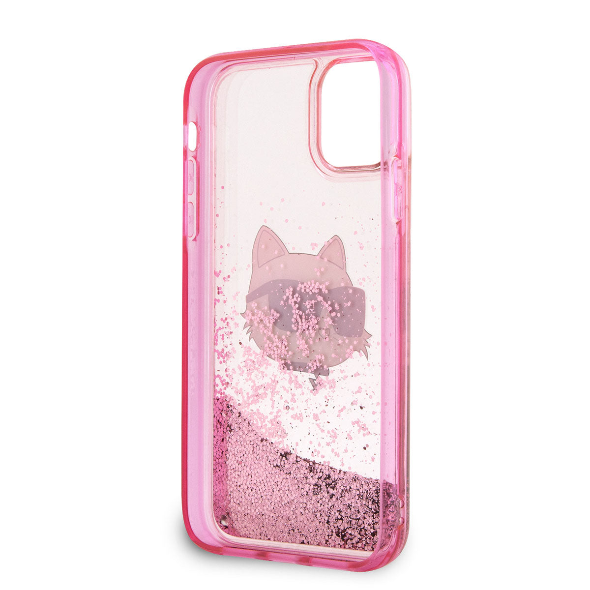 Karl Lagerfeld iPhone 11 Kılıf Sıvılı Simli Choupette Head Dizayn Telefon Kılıfı - 4