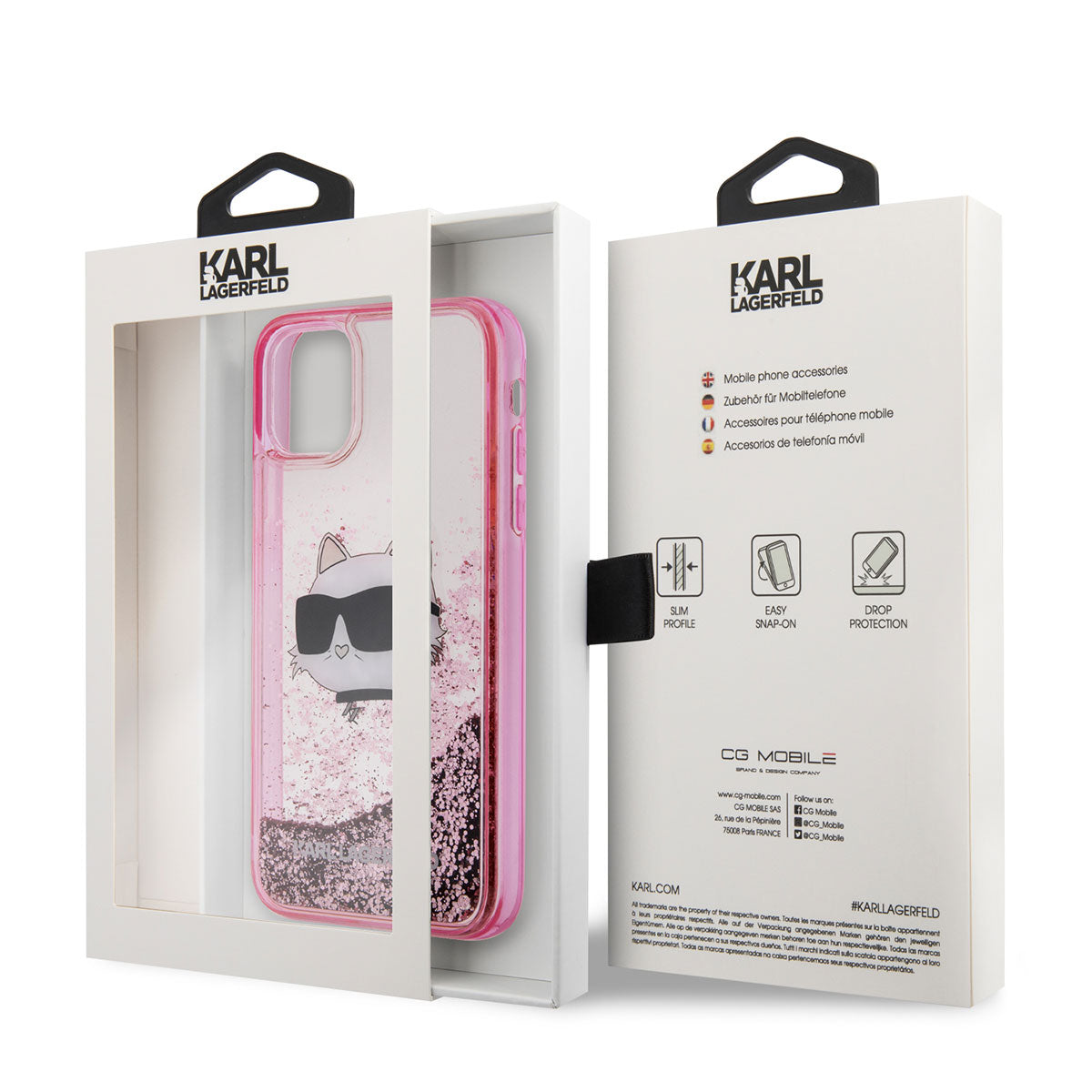 Karl Lagerfeld iPhone 11 Kılıf Sıvılı Simli Choupette Head Dizayn Telefon Kılıfı - 7