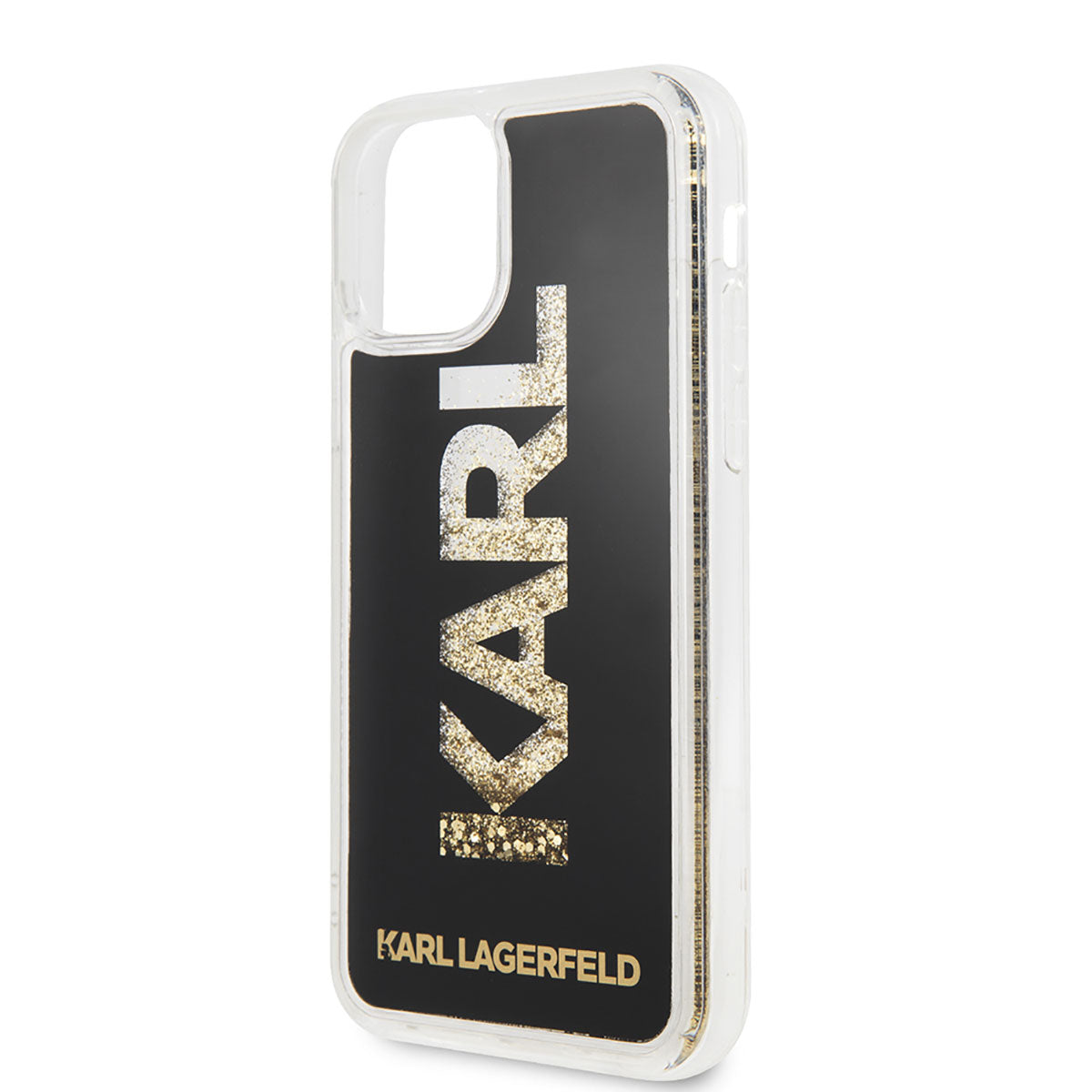 Karl Lagerfeld iPhone 11 Kılıf Sıvılı Simli Logo Dizayn Telefon Kılıfı - 5